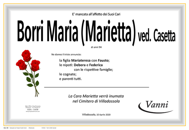 Annuncio Borri. 300 con rosa Borri