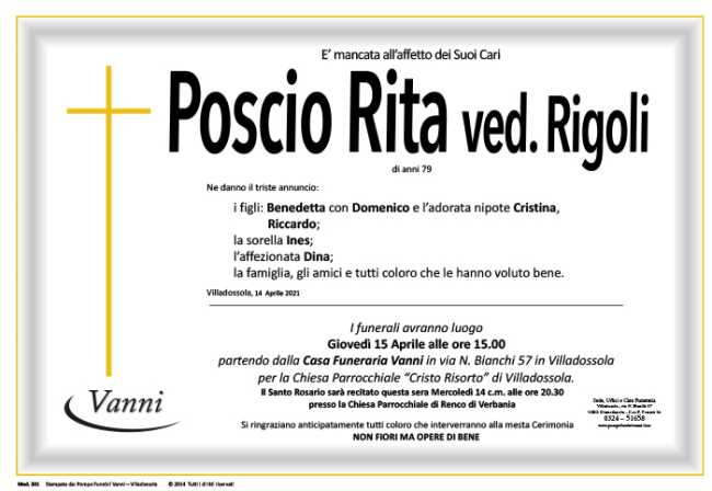 Annuncio mod. 301 Poscio Rigoli