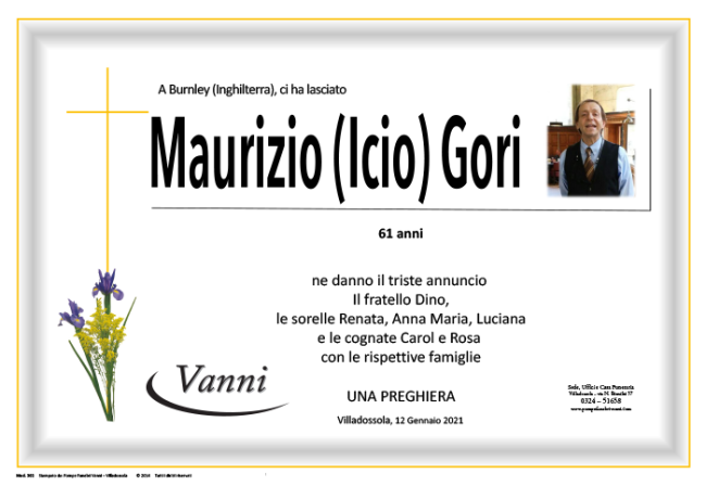 Annuncio mod. 302 Gori Maurizio