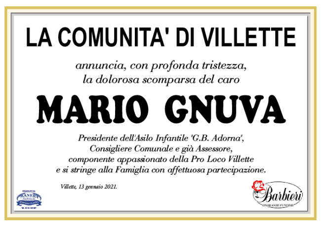 COMUNITA VILLETTE Mario Gnuva