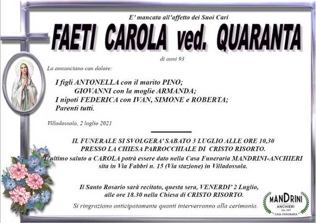 FAETI CAROLA ved. QUARANTA