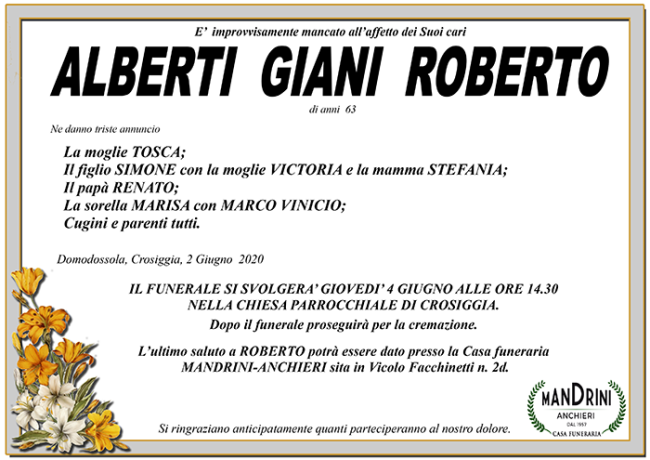 FUNEBRE ALBERTI GIANI ROBERTO