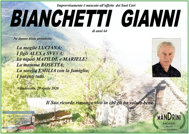 FUNEBRE BIANCHETTI GIANNI