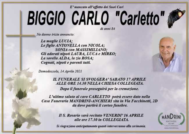FUNEBRE BIGGIO CARLO