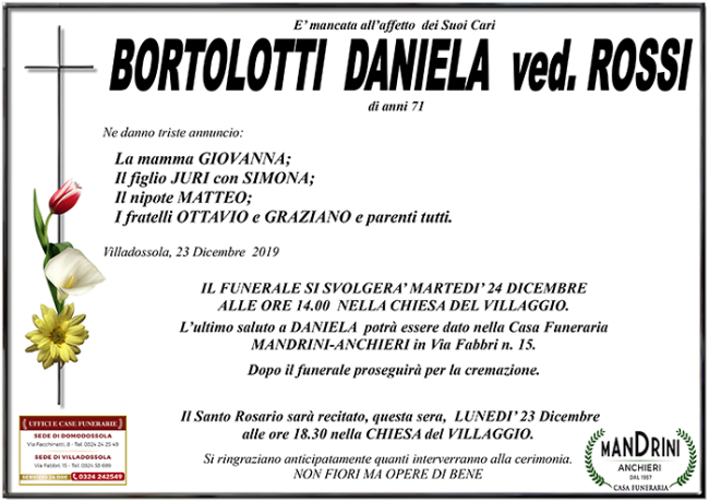 FUNEBRE BORTOLOTTI DANIELA