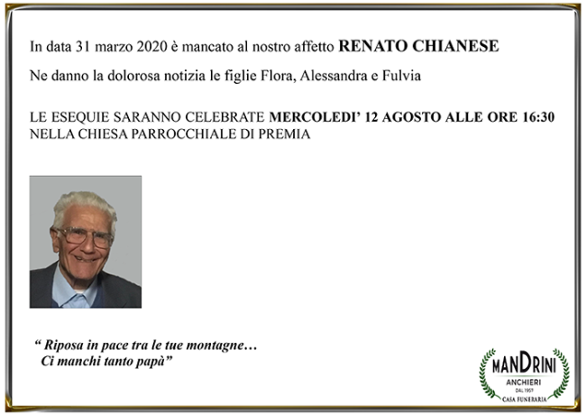 FUNEBRE CHIANESE RENATO