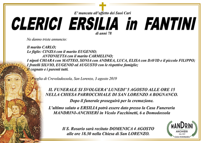 FUNEBRE CLERICI ERSILIA