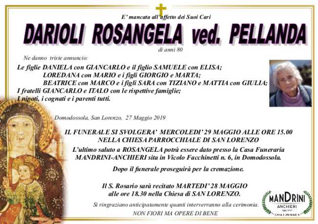 FUNEBRE DARIOLI ROSANGELA