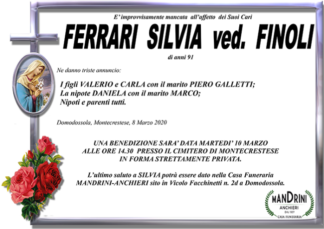 FUNEBRE FERRARI SILVIA pinoli