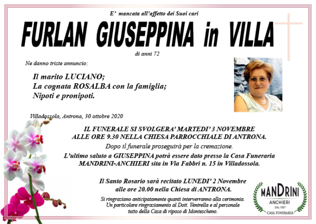 FUNEBRE FURLAN GIUSEPPINA