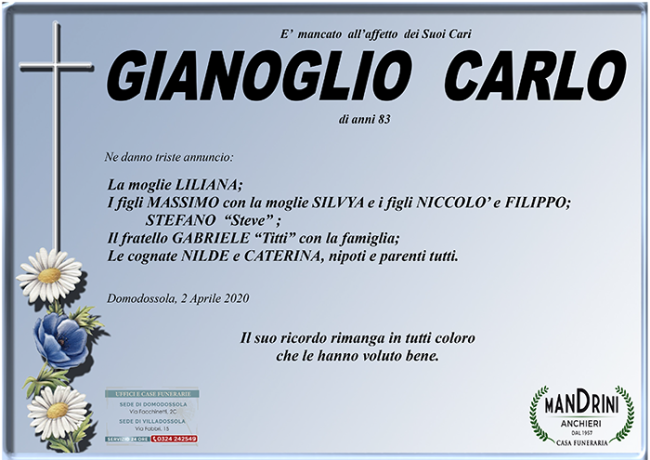 FUNEBRE GIANOGLIO CARLO
