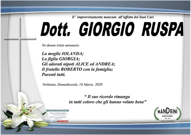 FUNEBRE GIORGIO RUSPA