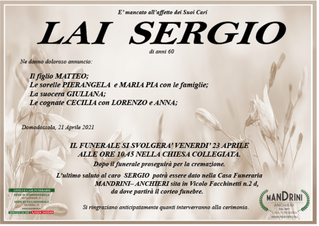 FUNEBRE LAI SERGIO
