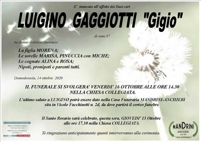 FUNEBRE LUIGINO GAGGIOTTI