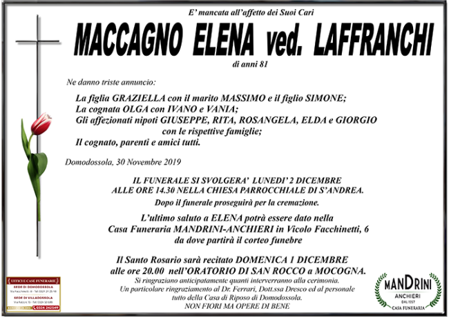 FUNEBRE MACCAGNO ELENA