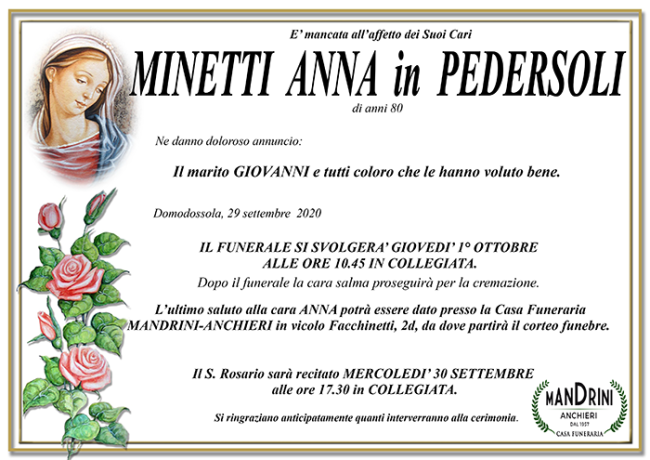 FUNEBRE MINETTI ANNA