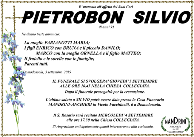 FUNEBRE PIETROBON SILVIO