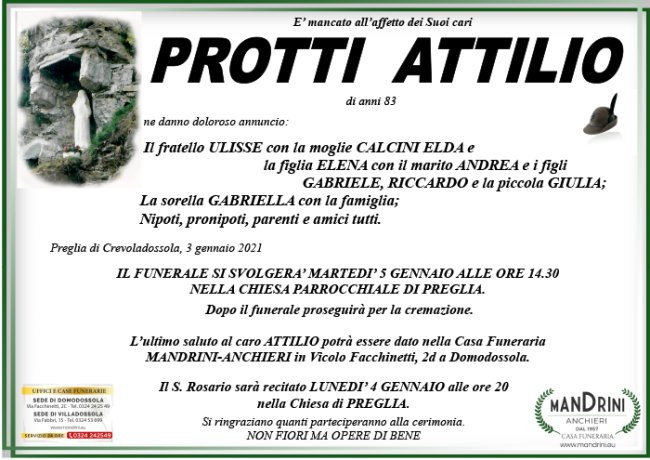 FUNEBRE PROTTI ATTILIO