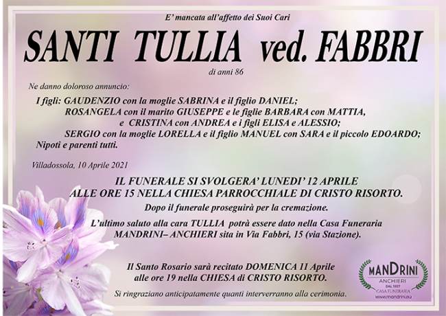 FUNEBRE SANTI TULLIA