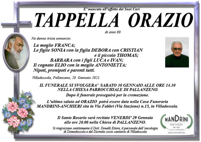 FUNEBRE TAPPELLA ORAZIO