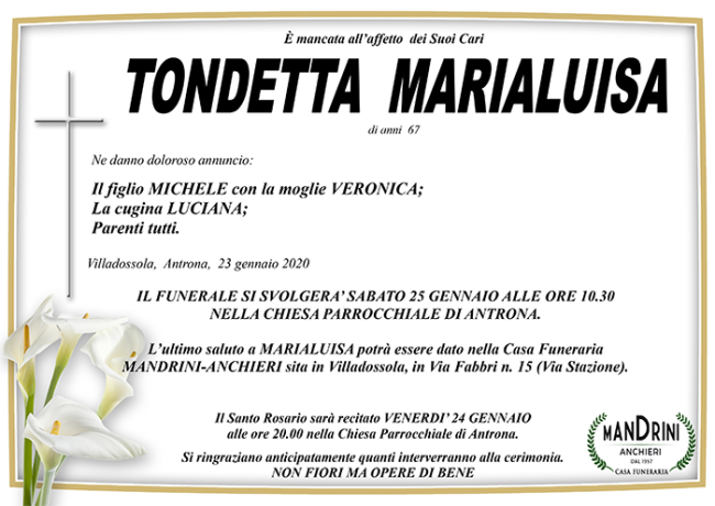 FUNEBRE TONDETTA MARIALUISA
