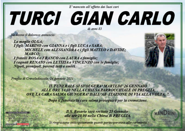 FUNEBRE TURCI GIAN CARLO