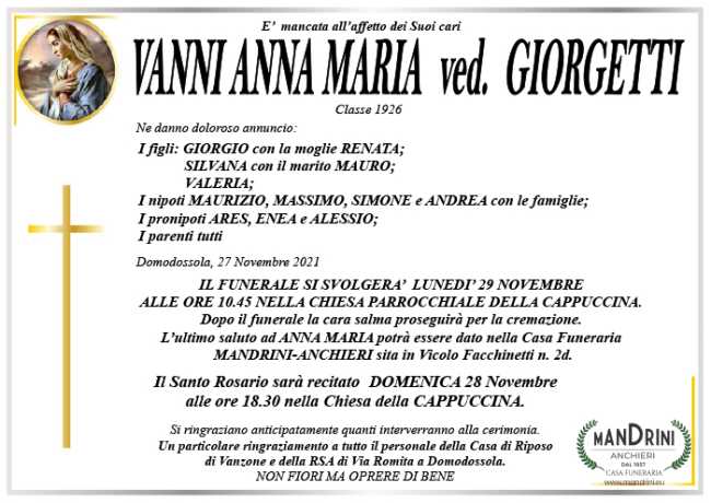 FUNEBRE VANNI ANNA MARIA