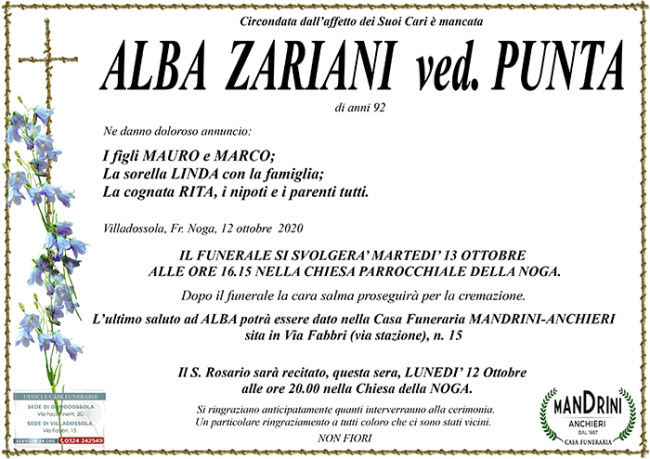 FUNEBRE ZARIANI ALBA