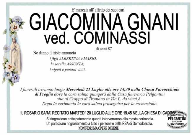 Giacomina Gnani ved. Cominassi