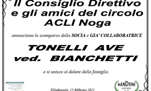 PARTECIPAZIONE ACLI NOGA PER TONELLI AVE