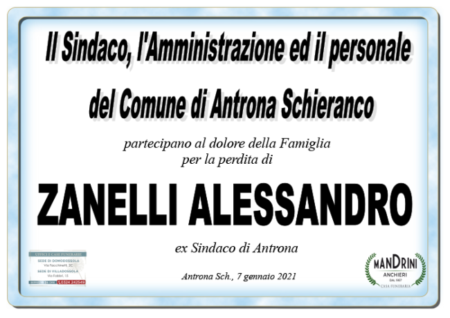 PARTECIPAZIONE AMMINISTRAZIONE COMUNALE PER ZANELLI