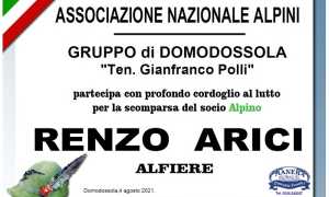 Partecipazione Alpini di Domodossola per Renzo Arici