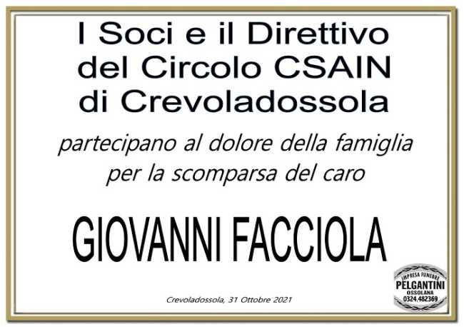 Partecipazione Circolo CSAIN Crevoladossola per Giovanni Facciola