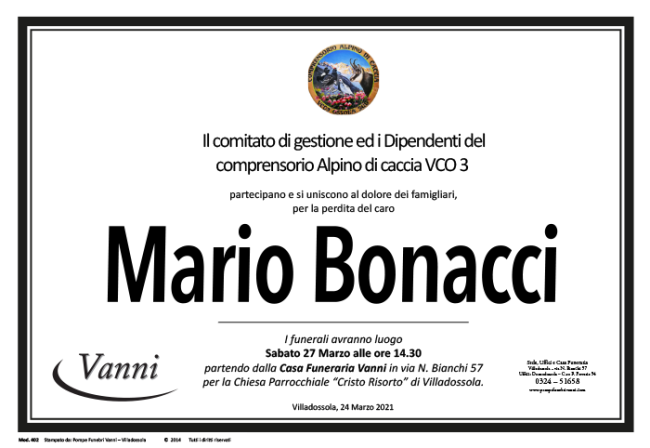 Partecipazione mod. 402 Comprensorio Alpino VCO3