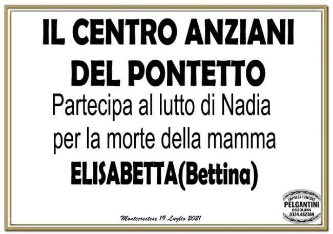 Partecipazioni Centro Anziani del Pontetto per Elisabetta Bettina Folchi