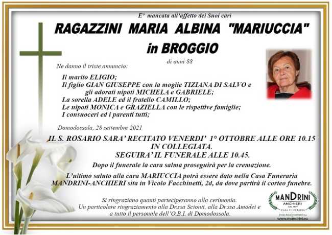 Ragazzini Maria Albina Mariuccia in Broggio
