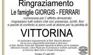 Ringraziamenti per Vittorina Ferrari in Giorgis