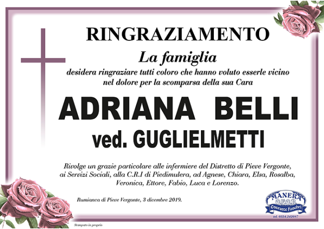 Ringraziamento Belli Adriana