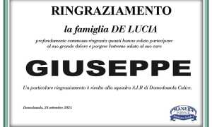 Ringraziamento per Giuseppe De Lucia