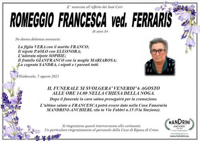 Romeggio Francesca ved. Ferraris