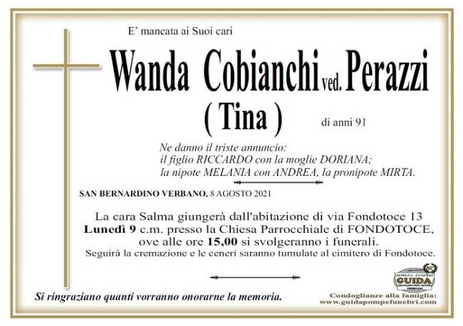Wanda Cobianchi ved. Perazzi Tina