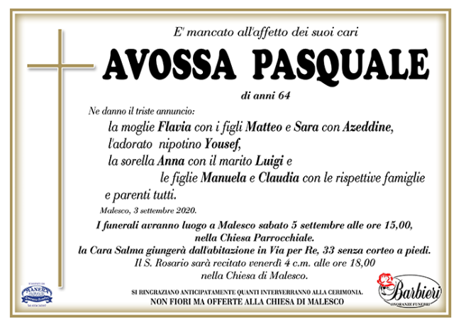 annuncio Avossa Pasquale