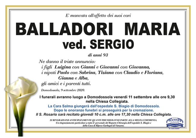 annuncio Balladori Maria