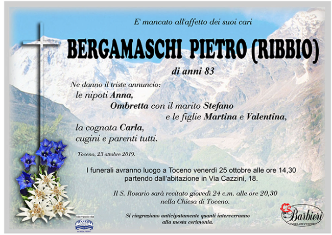 annuncio Bergamasci Pietro