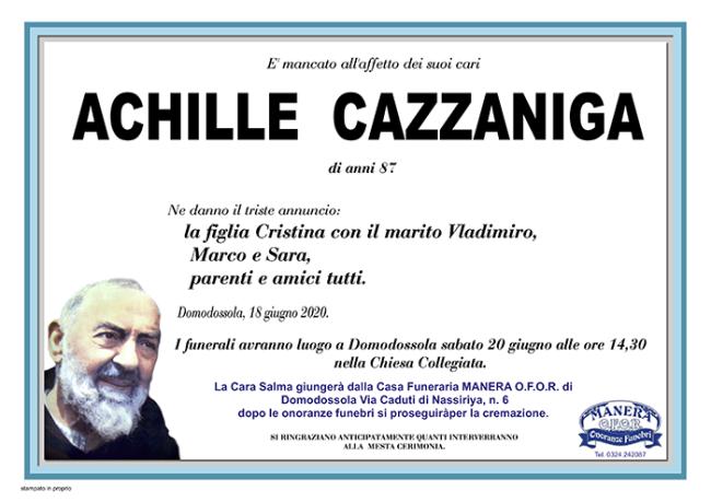 annuncio Cazzaniga Achille