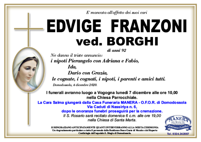 annuncio Franzoni Edvige
