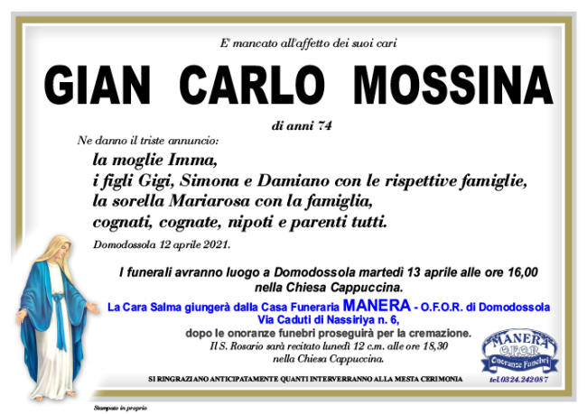 annuncio Gian Carlo Mosssina