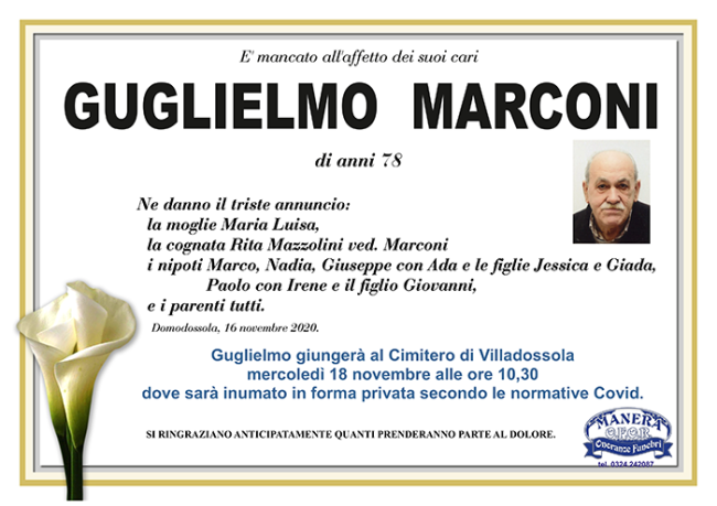 annuncio Guglielmo Marconi