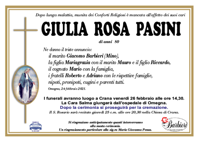annuncio Pasini Giulia Rosa