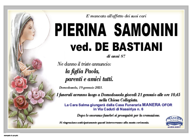 annuncio Samonini Pierina